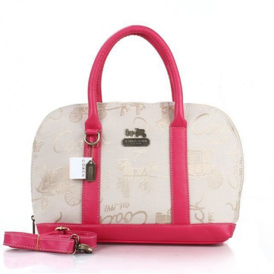 Coach Poppy Logo Style Medium Pink Khaki Satchels EUM Coach Poppy Logo Style Medium Pink Khaki Satchels EUM